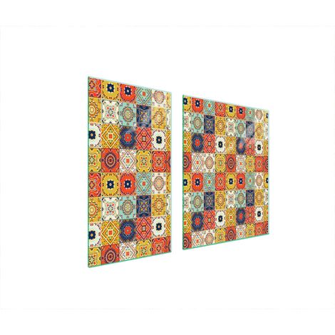 Plaque de protection en verre pour poêle mosaïque 90x52 (1/5)