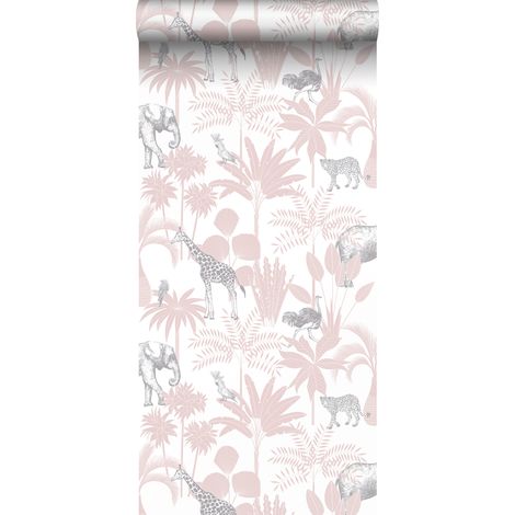 papier peint animaux de la jungle rose et gris - Sanders & Sanders (1/5)