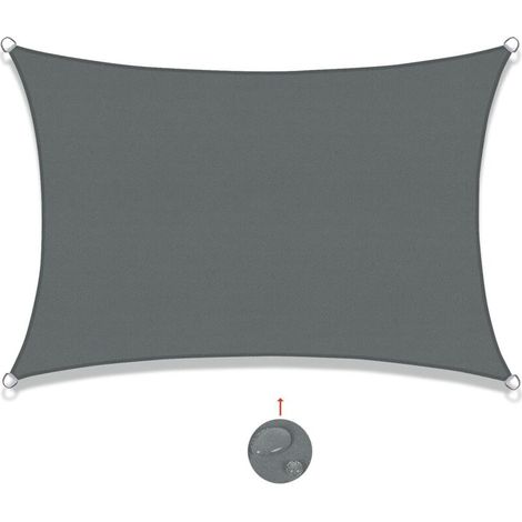 Rechteckiges Sonnensegel 2x2,5m, wasserdicht, UV-Schutz, für Terrasse, Garten, Balkon, Außenbereich, Grau