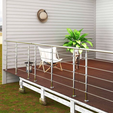 Garde-corps en inox 304 à 5 barreaux – Longueur 80 cm – Pour terrasse ou escalier intérieur / extérieur (1/5)