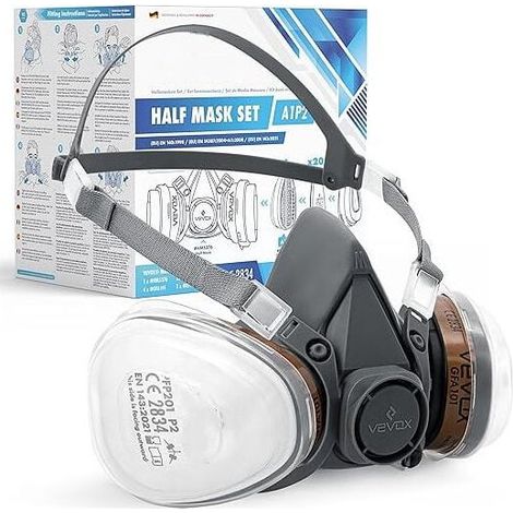Kit de masque de protection respiratoire avec filtre A1P2 ou ABEK1P2 - Masque à gaz - Masque de peintre - Masque anti-poussière (1/4)