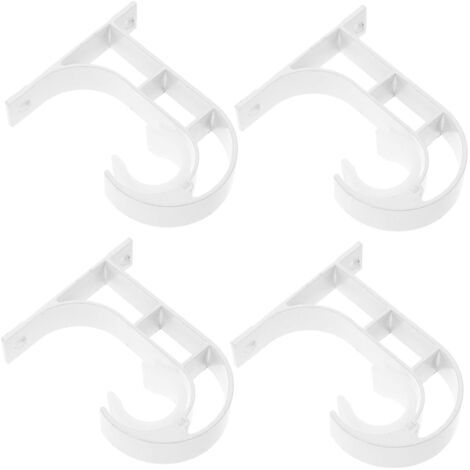4 pièces Supports de tringle à rideau de plafond, supports de tringle à rideau robustes, crochets de tringle à rideau de plafond noirs, tige de 28 mm, supports de plafond pour de fenêtre blanc (1/4)