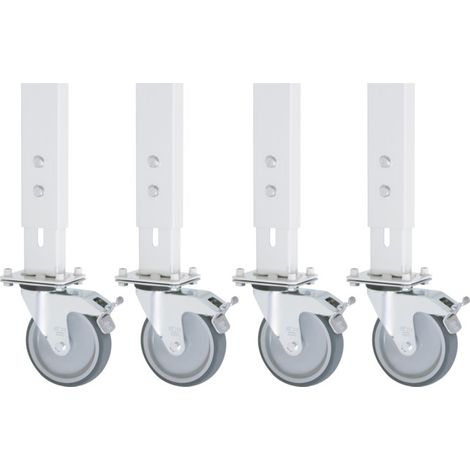 Jeu de roulettes Rau pour table de travail Tom GT, 4 roulettes pivotantes