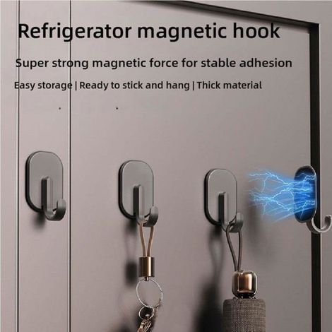 Crochet Magnetique - Metal Noir - Pour Refrigerateur Cuisine - 3 Unites (1/4)