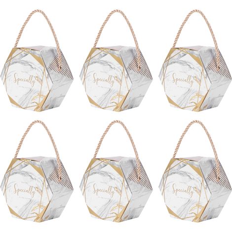 Set mit 10 sechseckigen Marmor-Geschenkboxen mit Kordeln für Hochzeiten, Pralinentüten und Partydekoration (1/5)