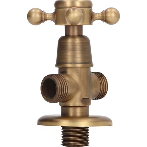 Robinet d'arrêt d'eau d'angle en laiton haute dureté style vintage, étanchéité optimale, robinet d'eau chaude et froide (1/5)