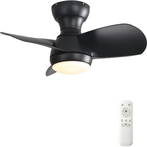 Ventilateur de plafond 23 pouces Noir avec éclairage LED-3 couleurs– Moteur DC silencieux– 6 vitesses– Minuterie et Télécommande (1/5)
