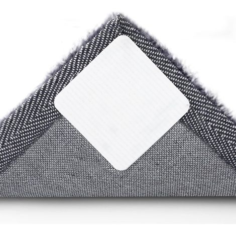 Lot de 8 patins antidérapants lavables pour tapis de sol en bois dur Blanc--100100mm (1/5)