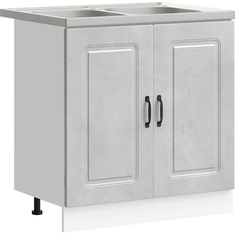 Mobile da cucina moderno con ante a filo 80 x 46 x 81,5 cm legno composito grigio cemento 020055680