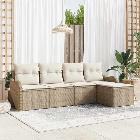 vidaXL Gartensofa-set Beige Poly-Rattan (1/5)
