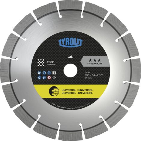 TYROLIT Diamanttrennscheibe DCU Premium D.230mm Bohr.22,23mm Bau univ.12mm - 34468871 (1/5)