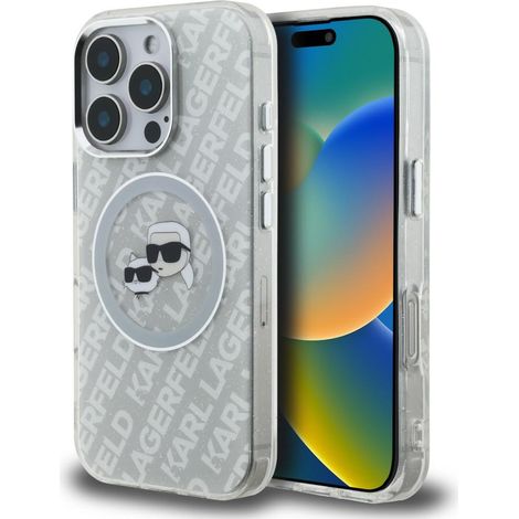Funda MagSafe Karl Lagerfeld IML Glitter Karl & Choupette Heads para iPhone 16 Pro Max (gris) (1/5)
