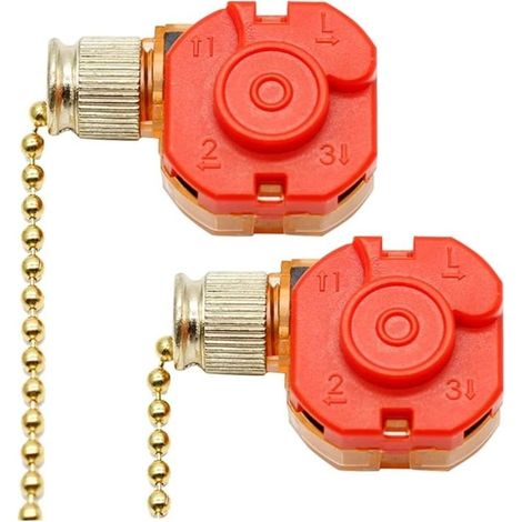 Interrupteur de vitesse pour ventilateur de plafond, troisième vitesse, câble à tirer, interrupteur pour éclairage du ventilateur, chaînette de perles dorées de 8 cm (2 pièces) (1/5)