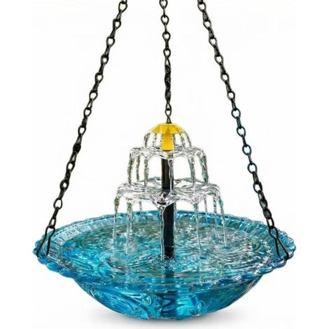 Fontaine solaire pour oiseaux - Cascade suspendue - Plastique résistant aux intempéries - Idéale pour la décoration de jardin et de terrasse - 1 pièce (1/4)