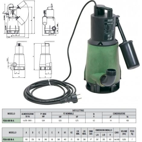 Dab Pumps FEKA 600 M-A 40th Pompa sommergibile per drenaggio e sollevamento acque reflue 60190343H (1/3)