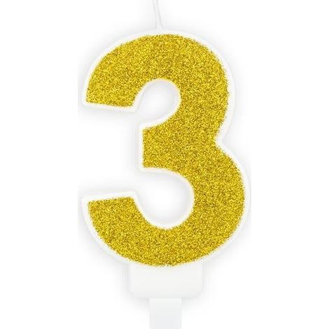 Candela di compleanno numero 3, oro (1/3)