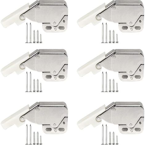 6 pièces Serrure d'armoire à Ressort,Loqueteaux à Ressort,Latch Loqueteaux,Appuyez pour Ouvrir et Fermer avec Vis de Montage, pour Armoire de Cuisine