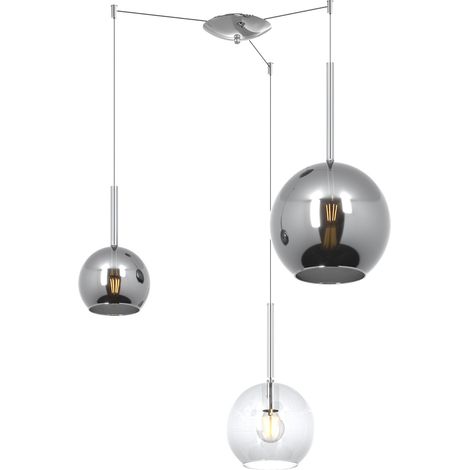 Lampadario Contemporaneo Future Metallo Cromo Vetro Trasp-Cromo 3 Luci E27