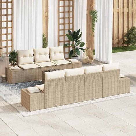 vidaXL Garten-Sofa-Set mit Kissen 8 pcs Beige und Creme Poly-Rattan (1/5)