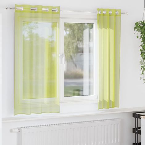 Teenpull – Voile Vorhänge mit Ösen 2 Stk. Apfelgrün 140x175 cm (1/5)