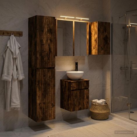 vidaXL Bathroom Cabinet Set 5 pcs Smoked Oak Engineered Wood (1/5)
