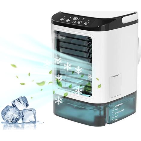 Ventilateur de table à air froid, ventilateur évaporatif avec bac à glace, 3 vitesses de ventilation, 2 niveaux de brumisation, ventilateur de table USB avec fonction d'humidification (1/5)