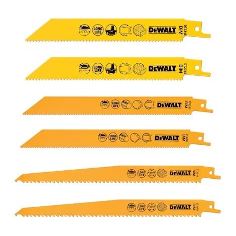 Dewalt – Coffret de 6 lames bi-métal pour scie sabre – Longueur 152/203/228 mm – Pour bois dur, métal et alu – DT2444QZ