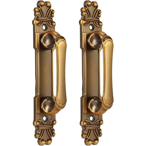 2-teiliges europäisches Türgriffset, antiker Metallschiebegriff, beweglicher Griff, Schubladengriff aus Schmiedeeisen (1/4)