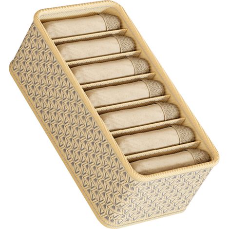 Organisateur de tiroirs et tiroirs en tissu, compartiments de rangement, gain de place, beige, petit format, 7 compartiments, 32 x 16 x 11 cm