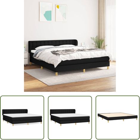 The Living Store Boxspringbett mit Matratze Schwarz 160x200 cm Stoff - Boxspringbett - Doppelbett - Schlafraum - Bettenrahmen - Matratze (1/5)