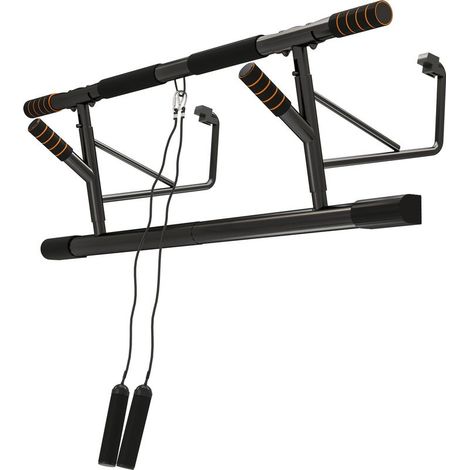Barre de traction barre traction porte avec bandes de résistance poignées rembourrées 100 x 43 x 27 cm noir (1/5)
