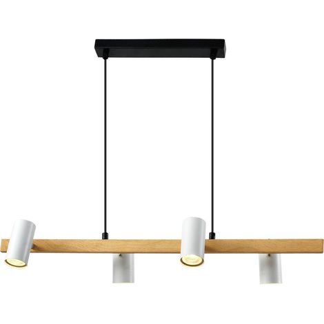 Suspension noir/bois, 4 spots GU10, Candellux Xilo design (1/2)