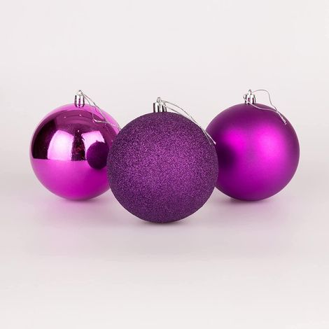 BAUBLES PURPLE  10CM-6PCS SET (1/5)