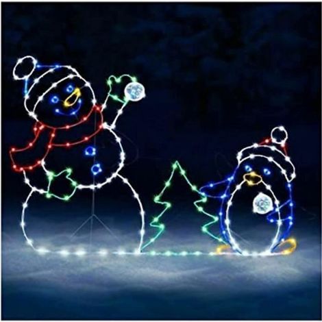 Décoration de Noël - Multicolore - Bonhomme de Neige - 40x26cm - LED - Pour Extérieur (1/4)