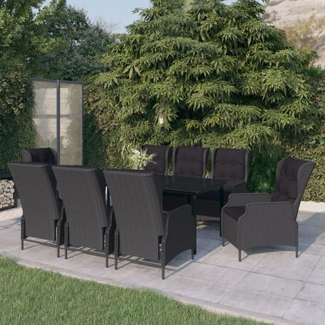 Ensemble Table et Chaise de Jardin  Salon de jardin 9 pcs Gris foncé 62384