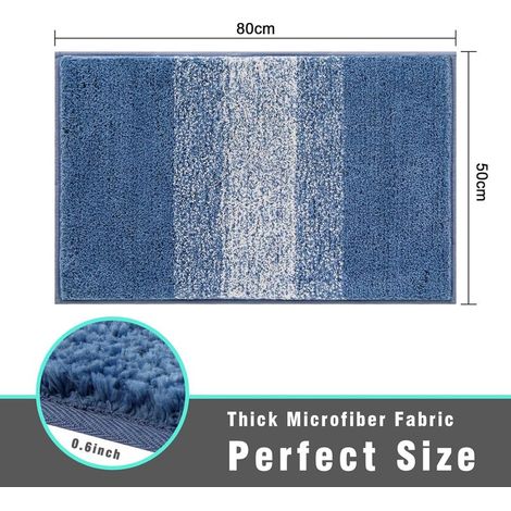 Online Store - Tapis de bain extra doux en microfibre bleue, antidérapant, lavé, moelleux et absorbant, 50 x 80 cm (1/5)