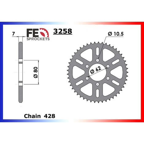 kranzgetriebe fe 49 dts p428 für motorrad yamaha 125 dtmx (1/3)