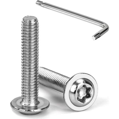 20 Pièces Vis à Tête Bombée Torx avec Bride M6 x 30 mm Vis à Six Pans Creux en Acier Inoxydable A2 V2A Boulons à Tête Hexagonale avec Clé T30 Filetage Complet (1/5)