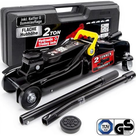 Cric hydraulique capacité 2 tonnes avec valise et patins en caoutchouc inclus levée de 85 à 330mm cric de levage voiture véhicules