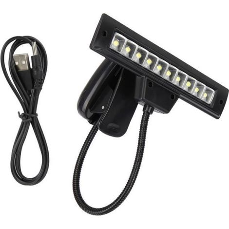 Lampe à pince pour pupitre de musique noir haute luminosité, lampe à LED à pince multifonction, établi de lecture de nuit pour (1/4)