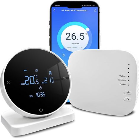 Thermostat Connecté pour Chaudière à Gaz/Chauffage à l'eau Au Sol Murale 3A WiFi Programmable Tactile Intelligent Thermostats D'ambiance Refroidissement/Chauffage Compatible avec Google Home Alexa Tuy (1/5)