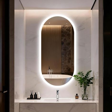 120x60cm Ovale Specchio Bagno con Luce LED Antiappannamento Retroilluminato Memoria Dimmerabile