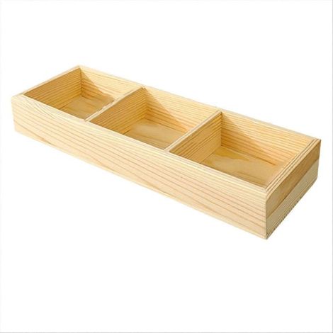 Rechteckige Aufbewahrungsbox aus Holz mit 3 Fächern für Büro- und Schulbedarf (Kindergarten und Grundschule) (1/5)