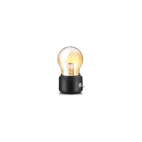 Lampe de chevet rétro LED, mini lampe USB rechargeable, lumière douce pour bureau ou chambre, design élégant noir