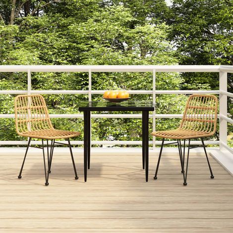 3-tlg. Garten-Essgruppe Poly Rattan