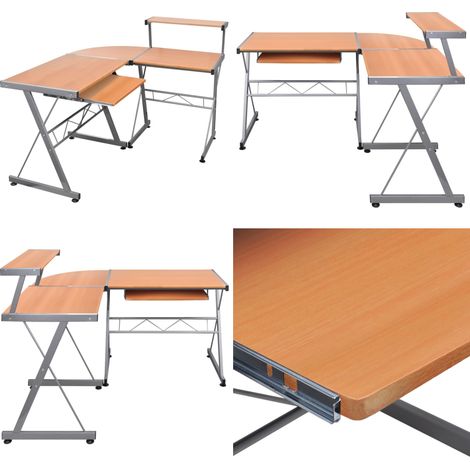 Bureau d'ordinateur d'angle Marron 132x112x99cm Bois ingénierie - Bureau D'ordinateur - Bureau Angle - Bureau Design - Meuble De Bureau - Bureau Ergonomique - Home & Living