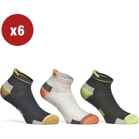 6 paia calza cortissima da lavoro anti-infortunistica "wrk04" colore fluo, tg 39/42 - wrk (1/4)