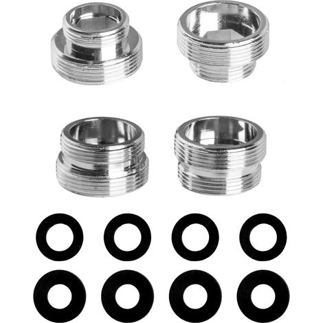 Lot de 4 Adaptateur Robinet M16,M18,M20,M22 vers M22, Cuivre Massif, Joint Étanche, Évier Cuisine Salle de Bain