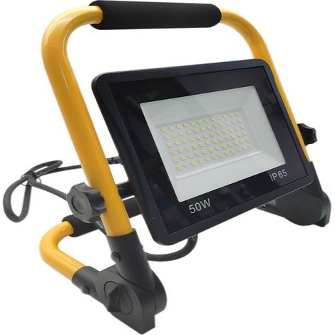 Faretto da cantiere a LED da 50 W, lampada da cantiere da 5400 Lm, lampada da cantiere con luce bianca da 6000 K, impermeabile IP66, lampade da cantiere con spina UE e cavo da 3,5 m per officina, gara