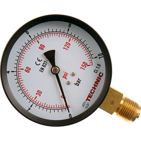 Pneumatik Hydraulik Manometer 1/2" 0-10 bar 100 mm unterer Bereich